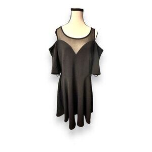 Womens Medium Cold Shoulder Black Dress LBD
